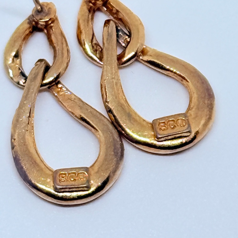 Elegant Gold-Tone Link Earrings SCO Vintage - Picture 8 of 11